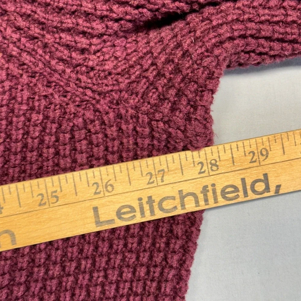 Oak Hill Mens 4XLT Burgundy Waffle Knit Mock Neck Button Henley Sweater Tall